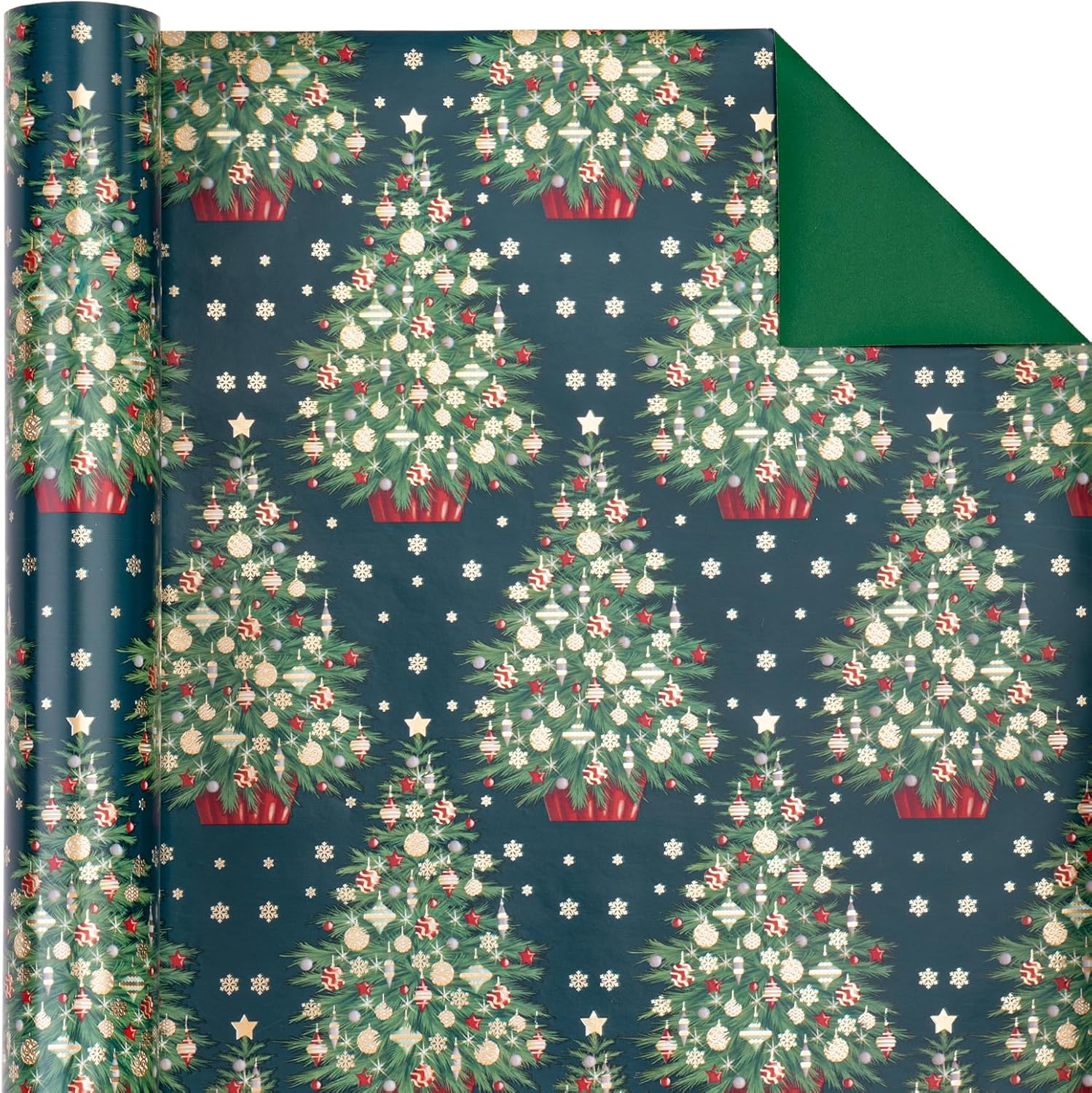 Reversible Green Tree Holiday Wrapping Paper™