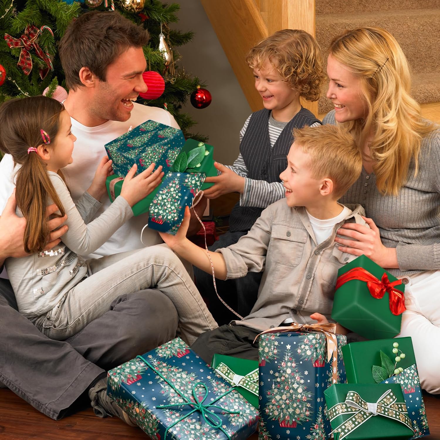 Reversible Green Tree Holiday Wrapping Paper™