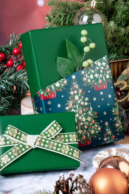 Reversible Green Tree Holiday Wrapping Paper™