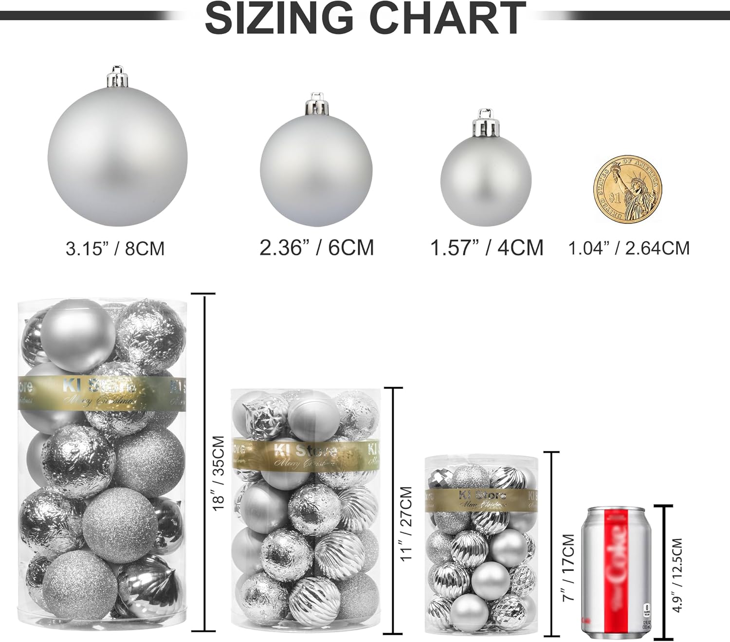 Elegant Shatterproof Silver Ornaments™