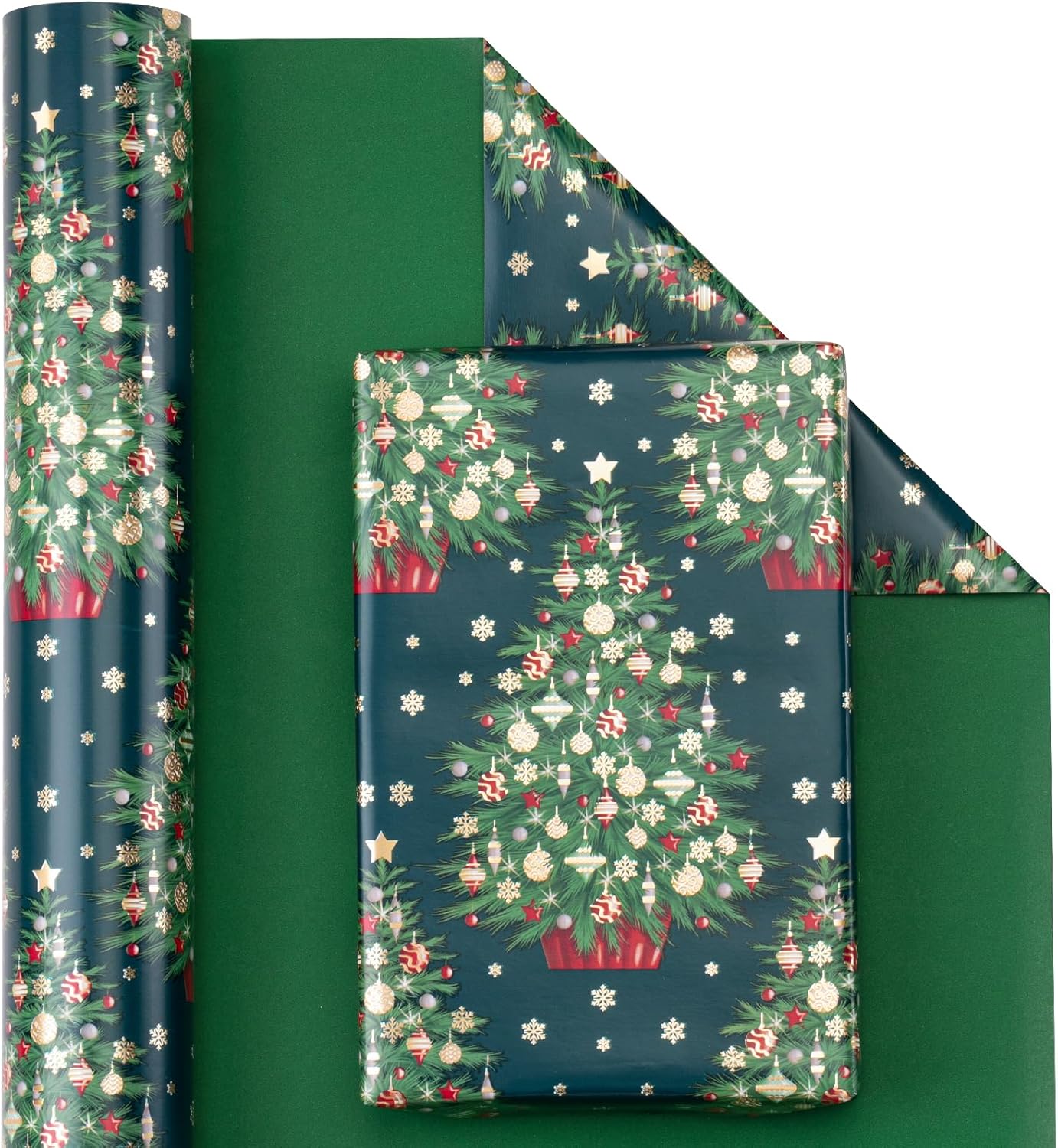 Reversible Green Tree Holiday Wrapping Paper™