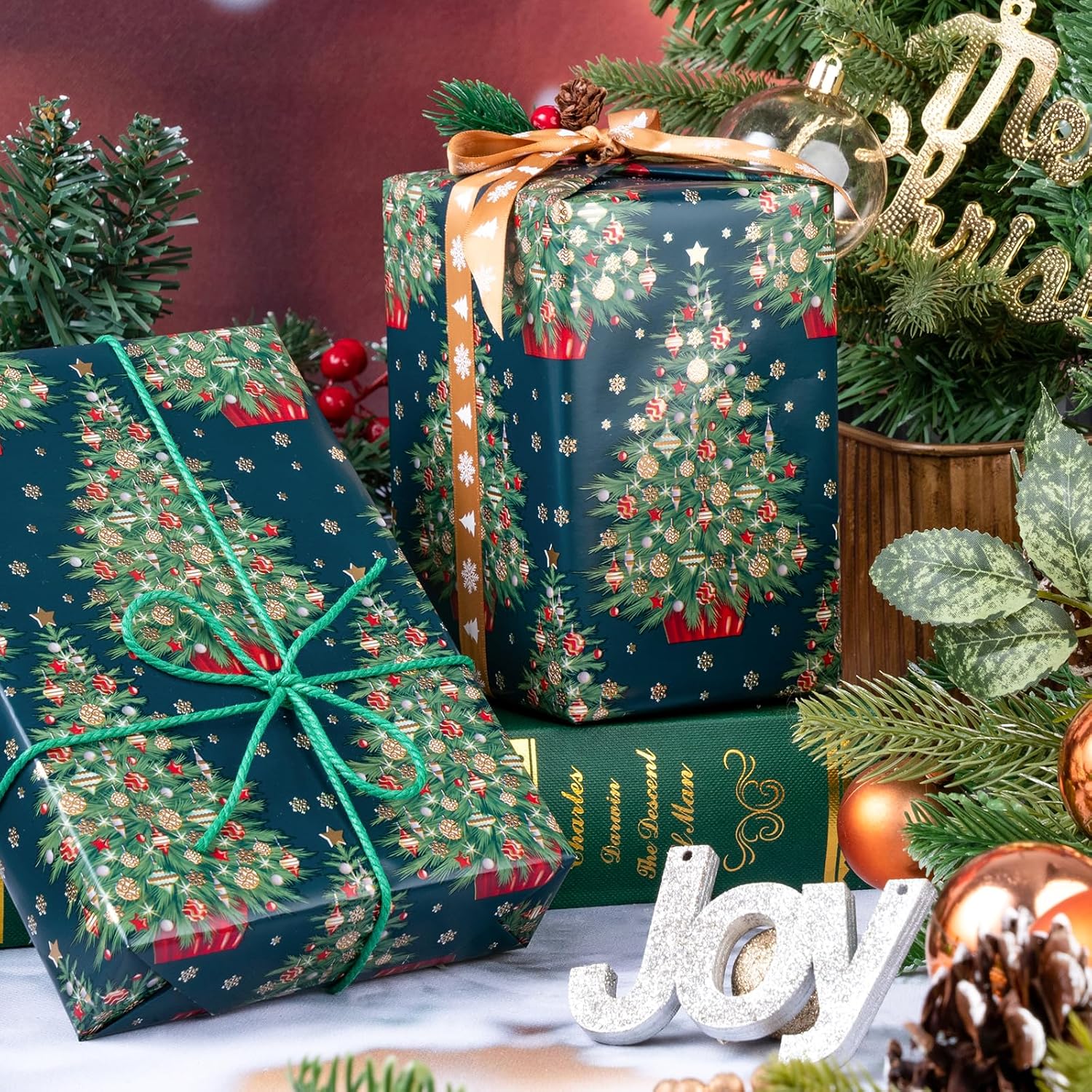 Reversible Green Tree Holiday Wrapping Paper™